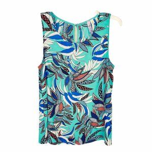 Floral Sleeveless Top Palm Print Tunic Shirt